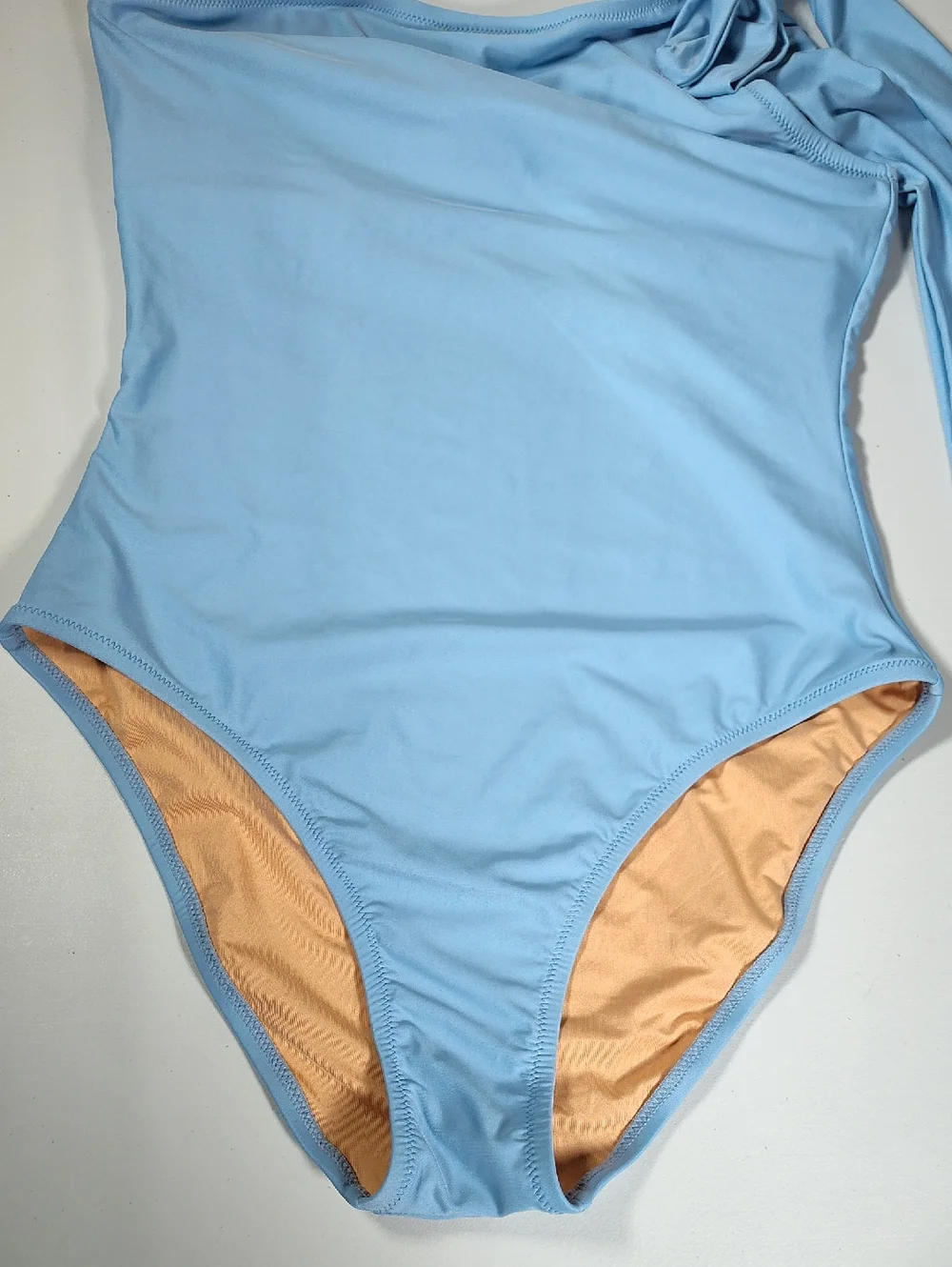 J. Crew Bow one-shoulder one-piece swimsuit light blue mist 12 - Picture 4 of 15